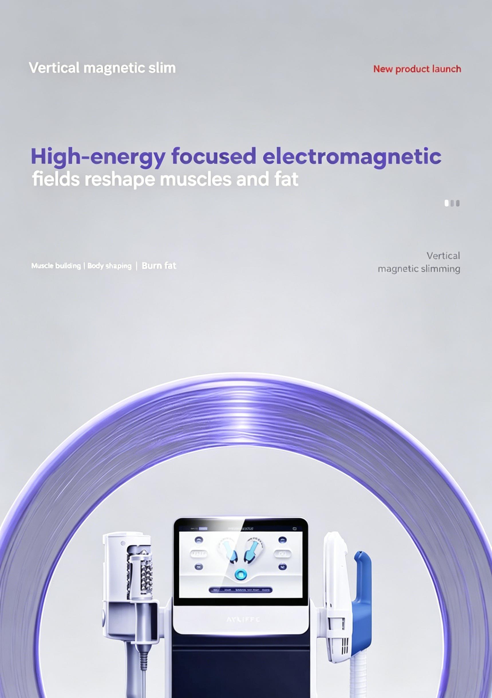 EMSnova vertical magnetic slimming machine. High-energy focused electromagnetic field for muscle reshaping and fat burning