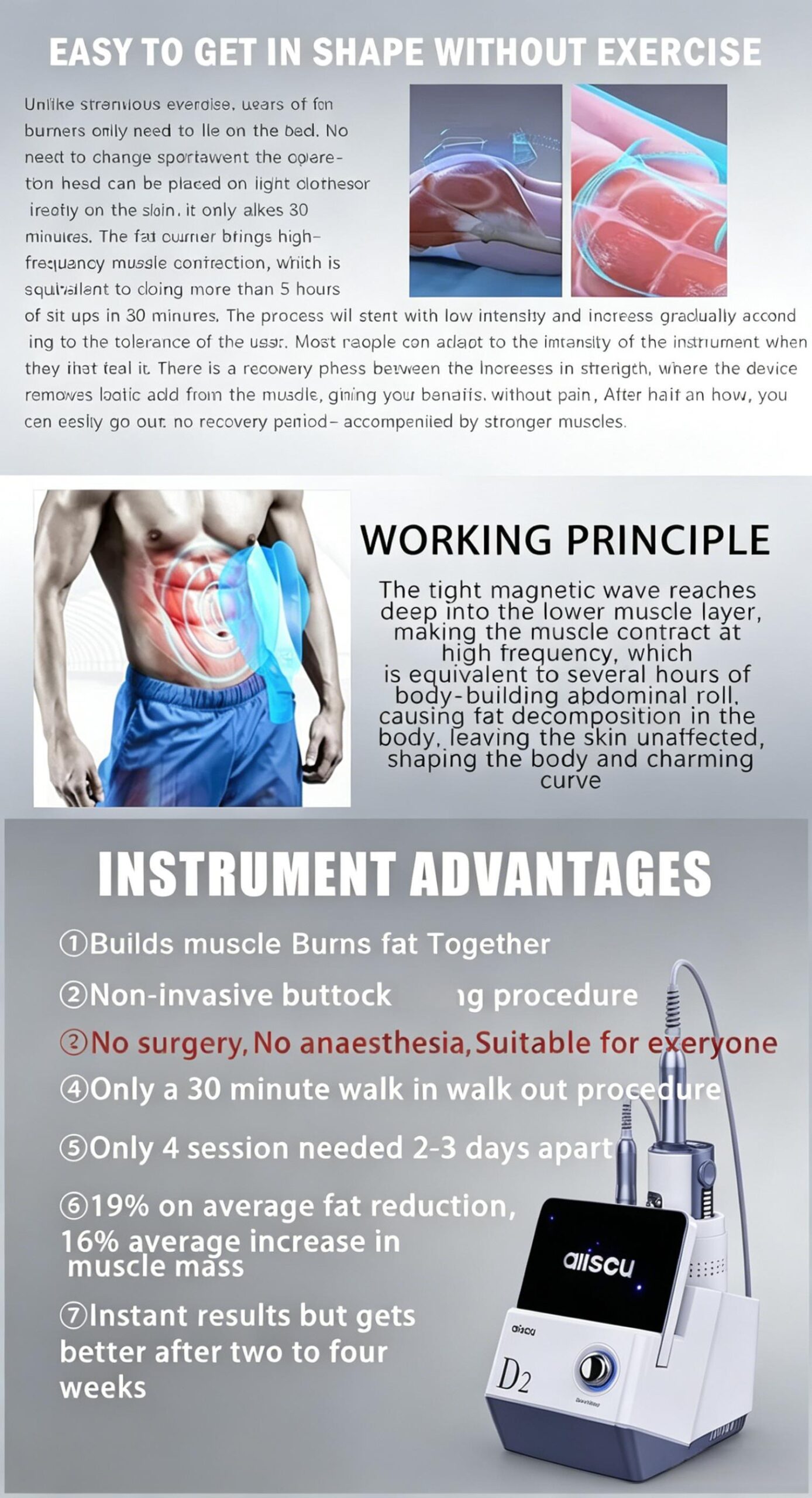 EMSnova body shaping carving machine for fat burning, cellulite removal, and muscle stimulation