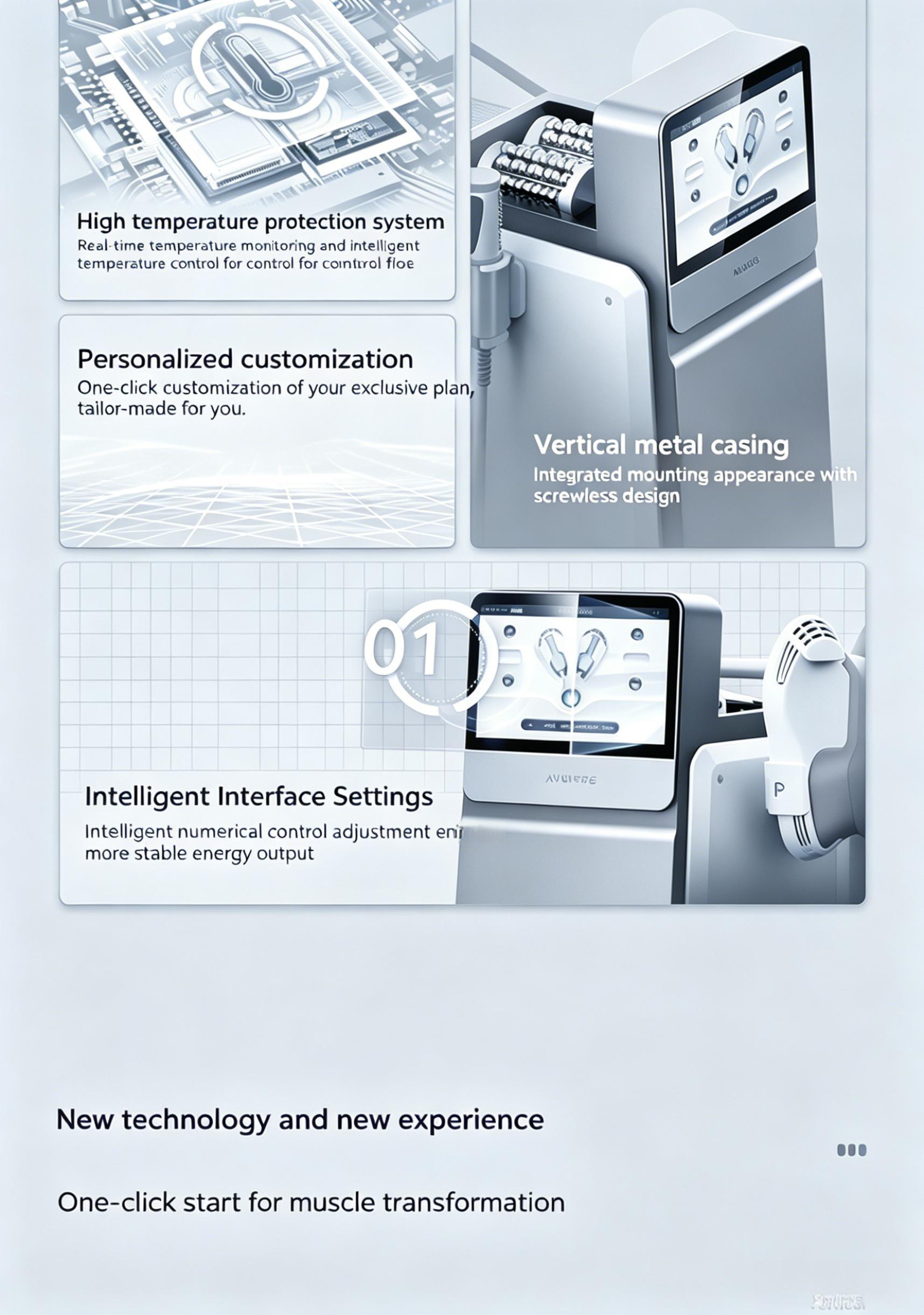 EMSnova vertical magnetic slimming machine with smart temperature control, personalized customization, and intelligent interface