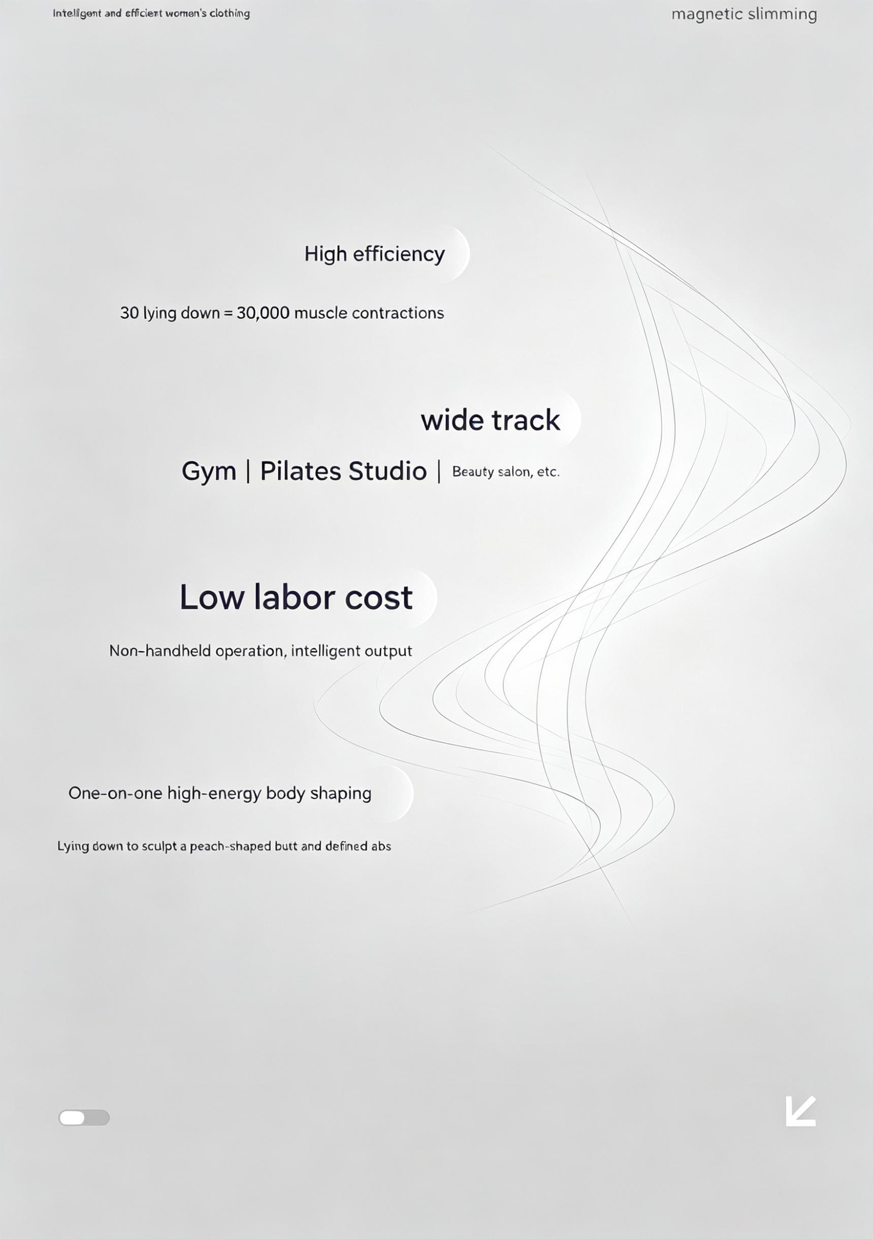 EMSnova vertical magnetic slimming machine. 30 minute treatment equals 30000 muscle contractions. For gym, pilates studio, beauty salon
