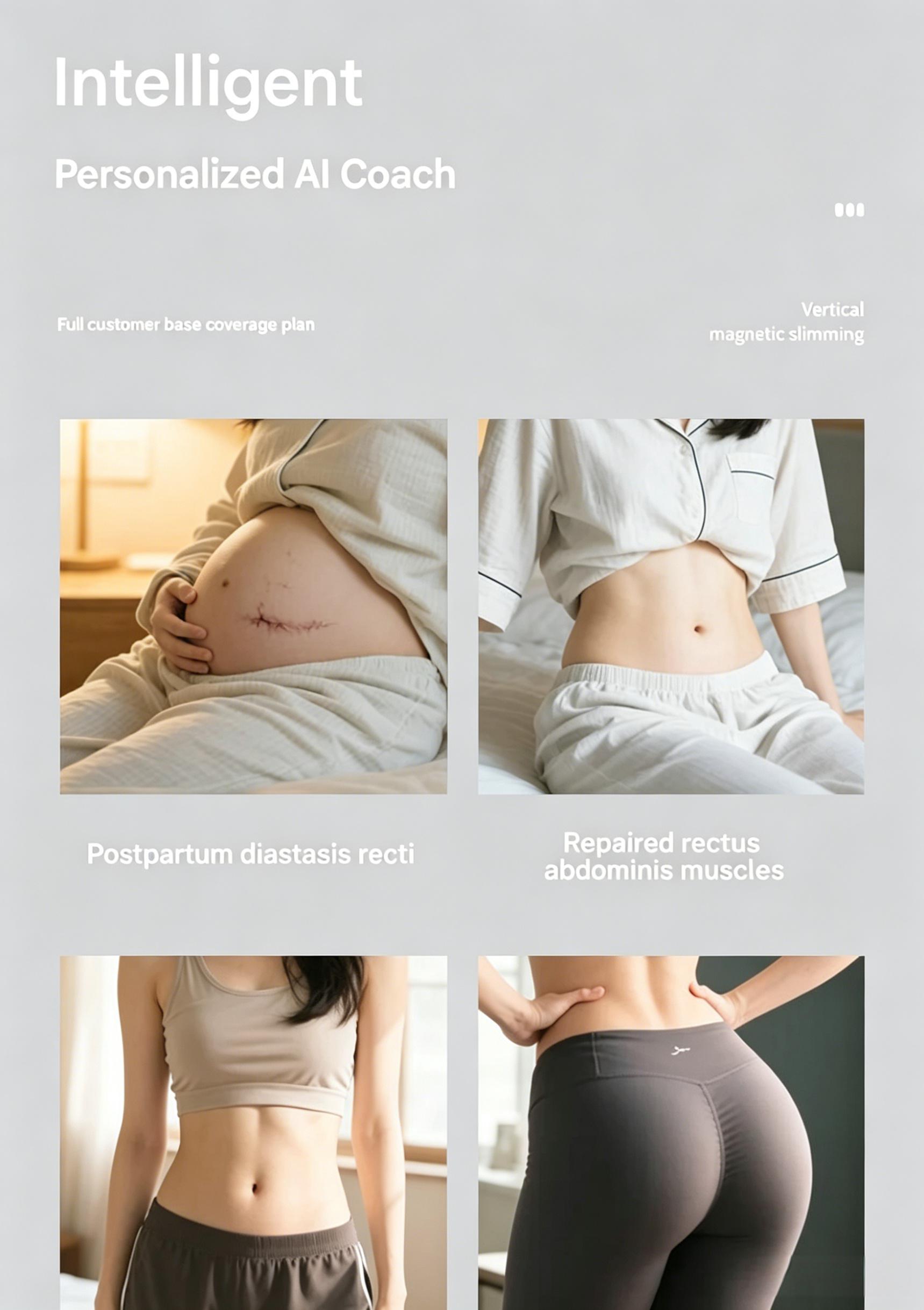 EMSnova intelligent vertical magnetic slimming with personalized AI coach for rectus abdominis repair and postpartum recovery