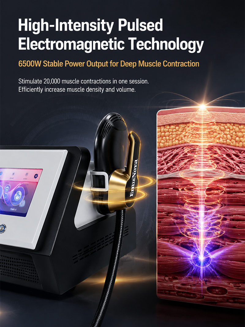 EMSnova 6500W high-intensity electromagnetic technology, 20000 muscle contractions per session